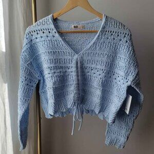 NWT - Cinch Front Crochet Cropped Pullover Sweater - Sz XL